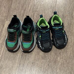 Two Pairs Skechers Kids' Sneakers - Minecraft and Light Up Dinosaurs